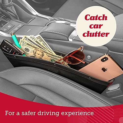 Lusso Gear 2 in 1 Car Seat Gap Organizer | Universal Fit | Storage Pockets Adjust | 2 Set Car Seat Crevice Storage Box | Helps Reduce Distracted Driving & Holds Phone Money Cards Keys Remote — view 4