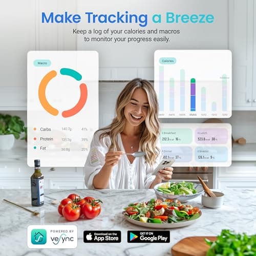 Cosori Smart Kitchen Food Scales with UK database, Calorie Counting, Silver — view 5