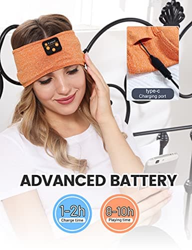 Fulext Sleep Headphones Bluetooth Headband, Upgrage Soft Sleeping Wireless Music Sport Headbands, Long Time Play Sleeping Headsets with Built in Speakers Perfect for Workout, Running, Yoga — view 6