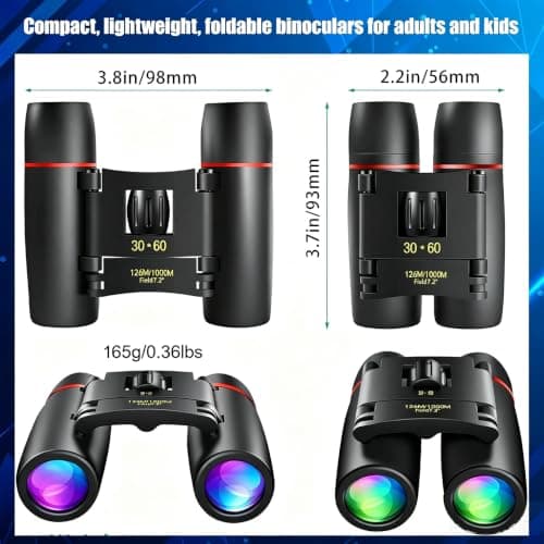 30X60 Mini Binoculars with Case & Strap, Compact Small Pocket Travel Binocular for Bird Watching Concert Theater Opera, High Power Optics for Cruise Ship Essentials Norway Alaska Hiking Camping Gear — view 5