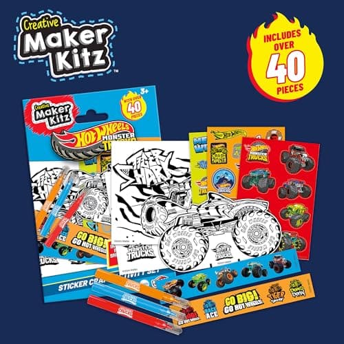 Hot Wheels Monster Trucks Sticker Activity Set, Colour-in Sheets - 1 Pack — view 2