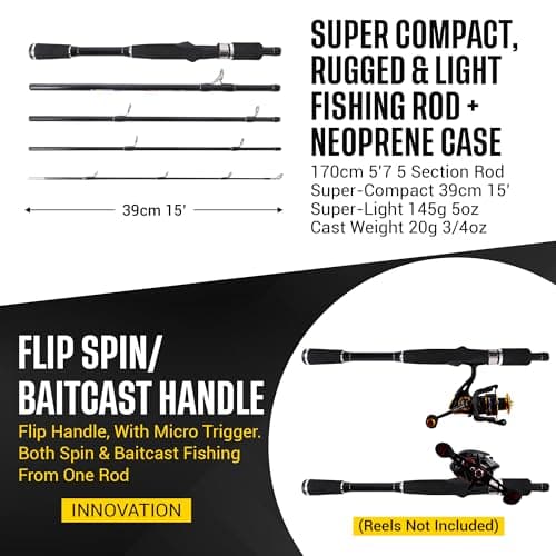 Rigged and Ready Rucksack Compact Spin Baitcast Travel Rod + Micro Trigger — view 4