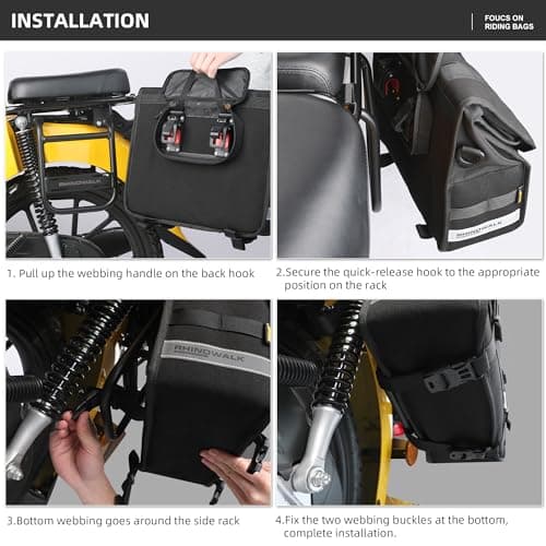 Rhinowalk Motorcycle Saddlebag 13L Waterproof Luggage Bag Quick Release Motorcycle Side Bag for Motorbike Travel(Black, 1 Pack) — view 6