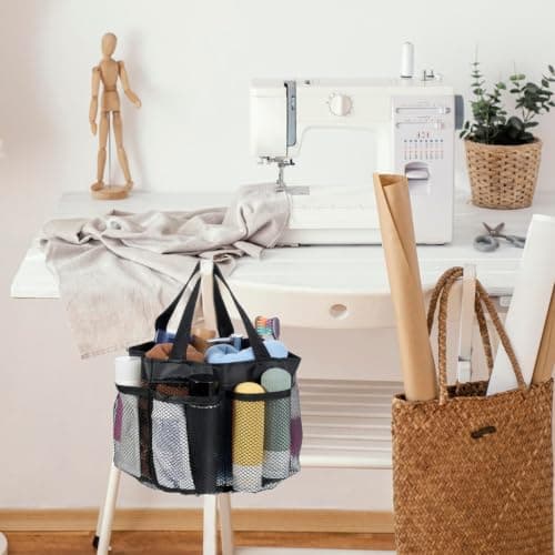Dimeho Mesh Shower Caddy Bag Portable Bath Tote Basket 8 Storage Pocket Hangable Quick Dry Large Capacity Toiletry Organizer Bag for Travel Gym College Dorm Beach Swimming Pool Camp — view 4
