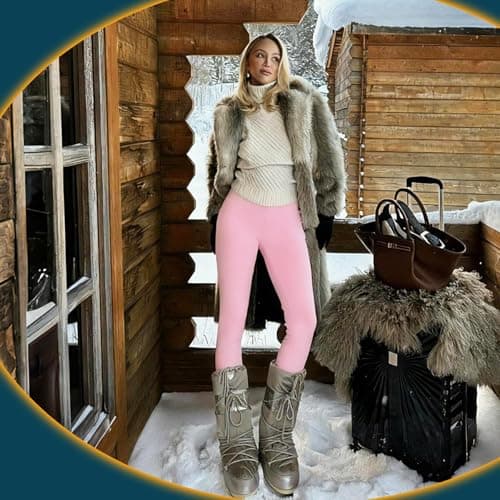FULLSOFT Thick Fleece Lined Leggings for Women – High Waisted Winter Thermal Warm Yoga Pants Workout Tummy Control Leggings, Pink, Large — view 3