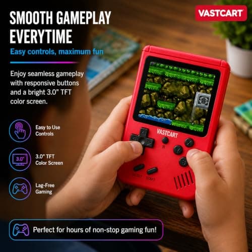 Retro Handheld Game Console 400 in 1, 3.0-Inch LCD Portable Gaming Console with 400 Classic Games, Rechargeable Battery, TV Output, Portable Video Game Player, Gift for Teens & Adults — view 3