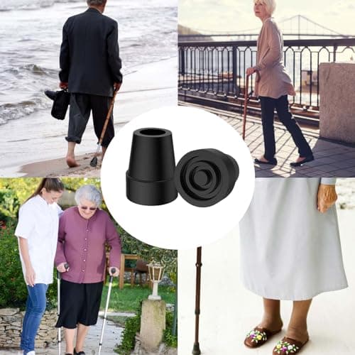 wodehahagou 2 Pack Rubber Walking Stick Tips - Durable Non-Slip Extreme Grip - Non-Slip and Stable Cane Accessories for Walking — view 5