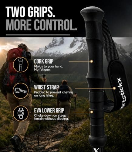 SmartstickX Trek Lock Trekking Pole Set of 2 w/Dual Lock & Cork-EVA Grip — view 3