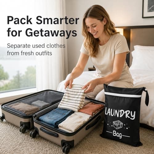 2 Pack Waterproof Oxford Laundry Bags Zipper Closure for Travel Gym Swim — view 5