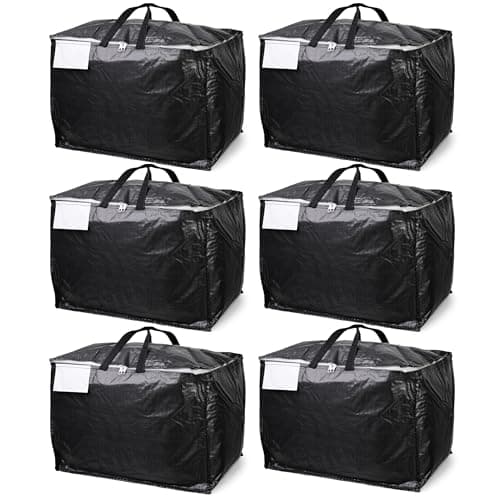 Moving Bags - Moving Boxes Storage – 100L - WATERPROOF Grade, Reusable Zippered Tote for Moving House, Clothes Storage, Camping, Attic & More – Industrial Strength Laundry & Utility Bag (6 Bags)