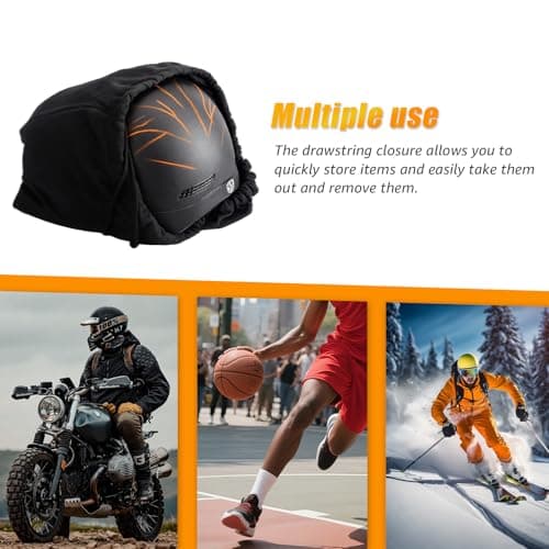 2 Pack Black Motorcycle Helmet Bag, Motorbike Helmets Cover with Drawstring — view 6