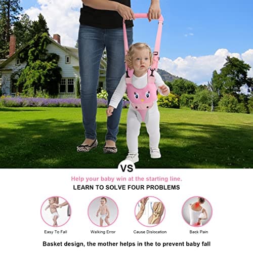 IULONEE Baby Walking Harness Handheld Kids Walker Assistant Belt Mesh Pink — view 6