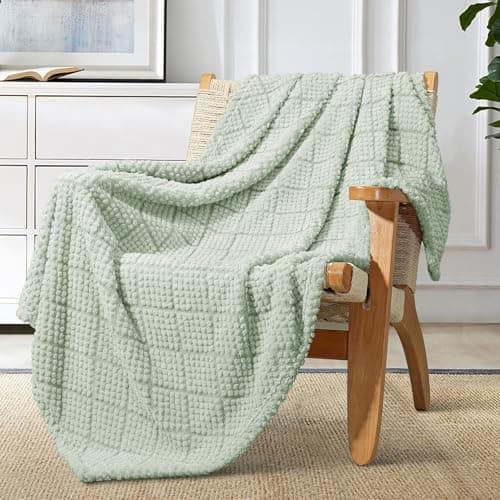Whale Flotilla Soft Jacquard Throw Blanket for Sofa, Sage Green — view 2