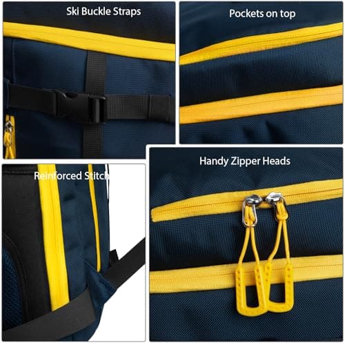 Hp hope Ski Boot Bag with Helmet Compartment Ski Bag Ski Backpack with Helmet Bag Ski Bag Ice Skate Bag for Ski Helmet Ski Boots Ice Skates Snowboard Backpack Hiking Camping Climbing 70L, blue, — view 4