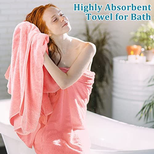 Moukeren 18 Pcs Microfiber Bath Towel Set 6 Bath Towels 6 Hand Towels 6 Washcloths Soft Coral Velvet Highly Absorbent Bathroom Towel for Fitness Sports Yoga Travel(Cute Colors) — view 4