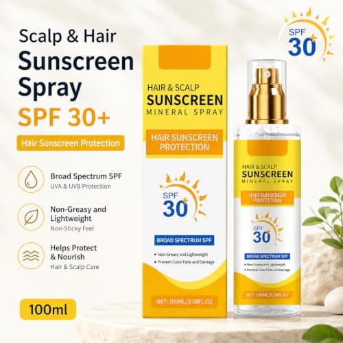 Scalp & Hair Sunscreen Spray SPF 30+,Non-Greasy Scalp Sunscreen, Sun Protection for Hairs,Lightweight UV Hair Protector Spray, Sun Cream Perfect for Beach, Hiking & Outdoor Sport,100ml — view 2