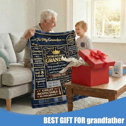 SIMDAO Grandad Birthday Gifts, Flannel Blanket 50"X60", Best Grandad Gift, Grandads Gifts From Grandchildren, Presents for Grandpa — view 4