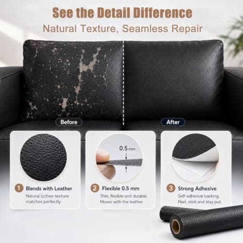 Strong Self Adhesive Leather Repair Patch, Large Size 39x55Inche,Burgundy — view 4