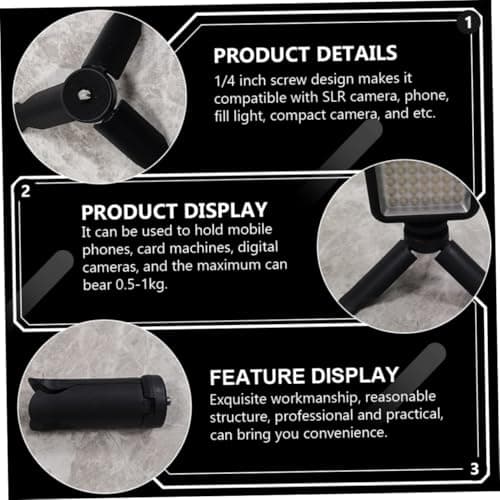 8 Pack Foldable Phone Tripod with 1/4 Inch Screw Abs Holder — view 5