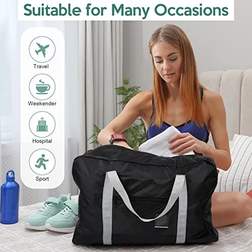 10 Pcs Duffel Bags Bulk Foldable Travel Bags Airlines Carry Bags Women Weekender Overnight Tote Bags Lightweight Luggage Personal Item Gift Bags Sports Gym Bag for Kids Girls Women Men Airport, pink, — view 6