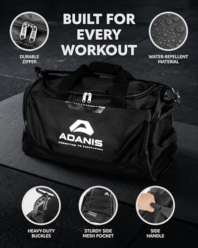 Adanis Gym Duffle Bag for Men & Women – Water-Repellent Sports Bag with Multiple Compartments, Breathable Side Mesh Pockets, Heavy Duty Zippers, Built for Every Workout – 50×30×25 cm — view 3