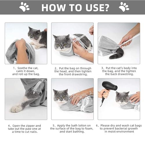 ZKFSIE Cat Bath Bag & Nail Clipper Set – Adjustable, Breathable Mesh Wash Bag for Stress-Free Bathing, Nail Trimming & Grooming | Scratch-Resistant, Secure Fit for Cats & Kittens — view 4
