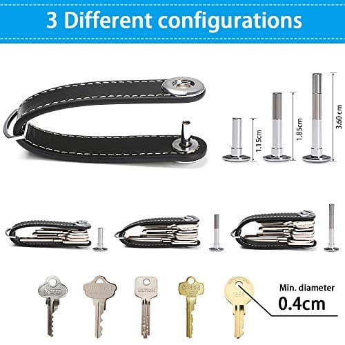 flintronic Key Organizer | Keychain Genuine Leather | Pocket Smart Key Holder with Gift Boxed Stylish, Functional & Practical (Holds 7-9 Multiple Keys) - Black — view 4