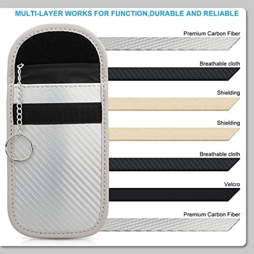 Diyife 2 Pack Faraday Pouch, RFID NFC Car Key Signal Blocker Pouch, Full Shielding Keyless Entry Anti-Theft Relay Attack Faraday Bag for Car Motorcycle Keys, Bank Cards and ID Cards, Silver — view 5