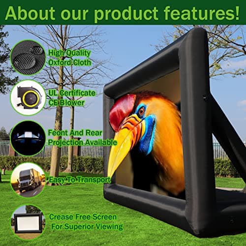 staelea 16ft Inflatable Movie Projector Screen, Indoor and Outdoor Projector Screen with Carry Bag for Front and Rear Projection — view 2