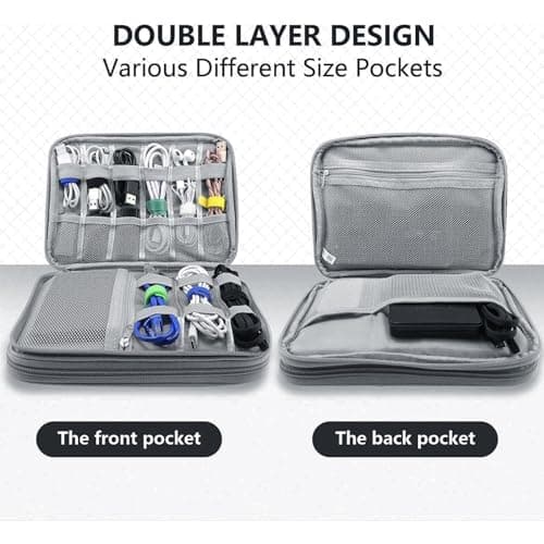 Teskyer Travel Cable Organiser Bag, Travel Essential, Dark Gray — view 5