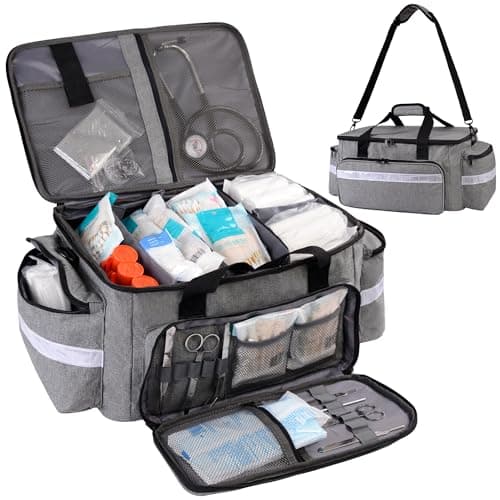 igadgitz home U7303 Large Empty Medical Bag, First Aid Nurse, Nurses Organiser with Adjustable Shoulder Strap - Equipment & Supplies Organiser — view 2