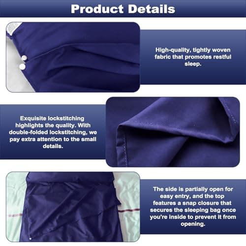 Sleeping Bag Liners Camping Sheets, Travel Sheet Hostels, 75× 210cm — view 3