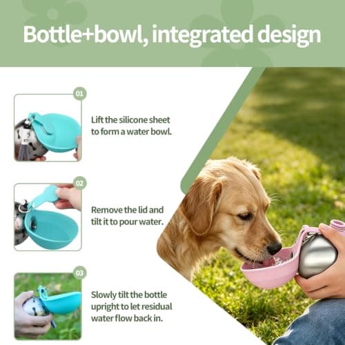 LMFERVER Portable Dog Water Bottle, Leak Proof Pet Water Dispenser, 285ml Reusable Travel Water Bowl with Lanyard For Walking, Hiking & Travel (Blue) — view 4