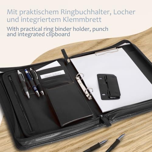 ONVAYA® Conference Folder A4 with Adjustable Shoulder Strap | Document Folder | Organizer Pocket to Carry Around | Imitation Leather | incl. pad — view 6