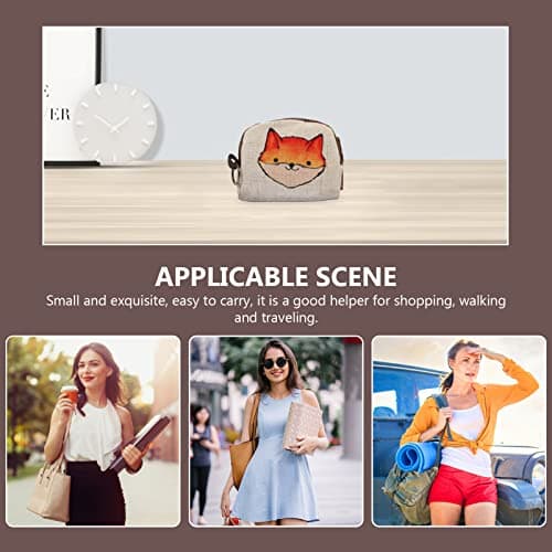 EXCEART Cartoon Key Storage Pouch Small Wallet for Women Linen Zipper Change Purse Portable Coin Bag for Jewelry Earphones and Travel Accessories — view 5