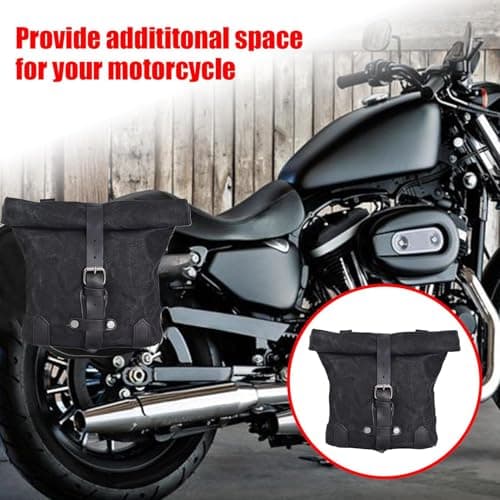 Motorcycle Saddle Bags- 1000g Panniers Side Throw Over Saddle Bags | Waterproof Vintage Oil Waxed Canvas Motorcycle Saddlebags, Motorcycles Tool Bag, Motorcycles Saddlebags for Maintenance Equipment — view 2
