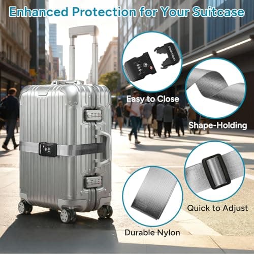 travel inspira TSA Approved Luggage Straps, Suitcases Identifier (Grey) — view 5