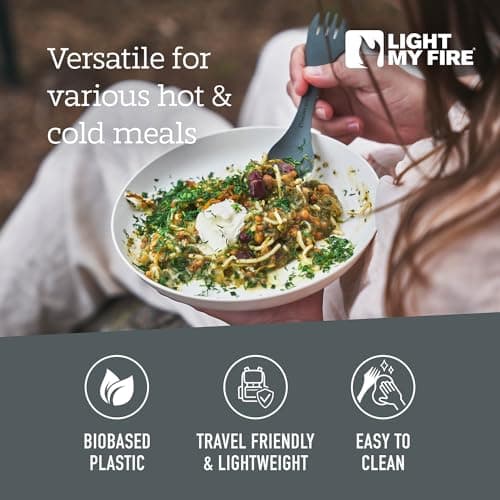 Light my Fire Spork Original 3-in-1 Camping Cutlery Knife Fork Spoon Set Survival Gifts for Scouts Camping Accessories Sporks Reusable Travel Cutlery Set 4-Pack Nature — view 4