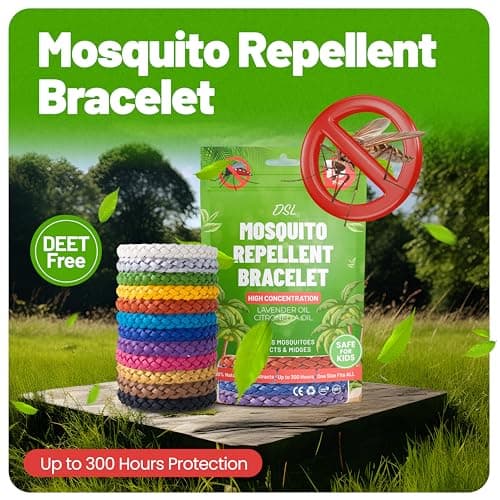 DSL Mosquito Repellent Bracelet 15 Pack, Insect Repellent Bracelet - 300 Hours Protection for Travel & Holidays, Deet-Free - Adjustable Mosquito Bands for Adults & Kids, Camping Essentials — view 2