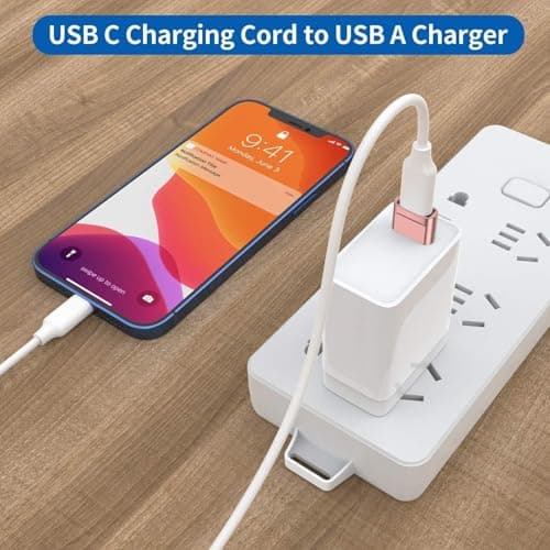 USB C to USB Adaptor, Type C Adapter, Type C Female to USB Male Converter with 5Gbps Data Transfer & Fast Charging, Compatible with All Devices with Laptop, PC, Power Bank (Pink) — view 5