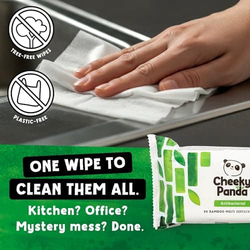 Cheeky Panda Antibacterial Wipes – 90 Bamboo Cleaning Cloths for Kitchen & Home, Kills 99.99% of Bacteria, PFAS Tested, Vegan & Cruelty Free — view 5