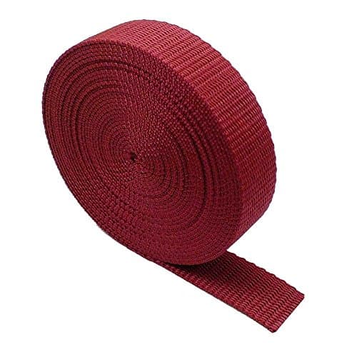 25mm Webbing Strap, Maroon - Strong Woven Polypropylene Webbing Tape for Bag Handles, Straps for Bags, Upholstery, Belts & Crafts - 5 Metre Pack