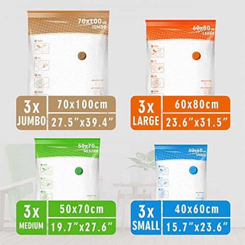 STORAGE MASTER Space Saver Bags for Travel and Home Reusable Vacuum Storage Bags Save 80% More Storage Space Work with Vacuum Cleaner (12 Pack, No Pump Included) — view 2