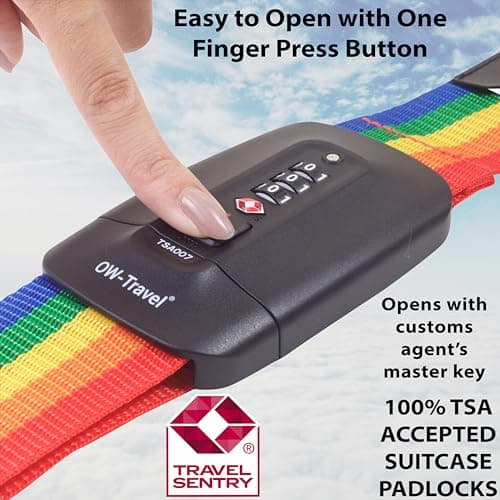 OW-Travel Lockable Luggage Straps for Suitcases with TSA Lock, Rainbow — view 3
