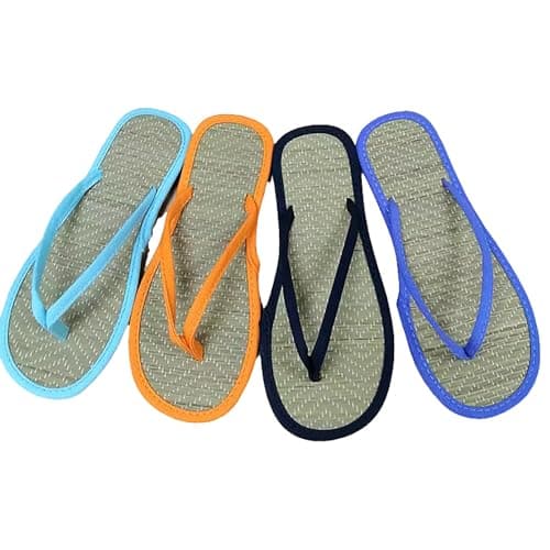 Breathable Bamboo Woven Flip Flops for Women Straw Non Slip Thong Sandals Casual Beach Home Slippers Black, Size 4 — view 2