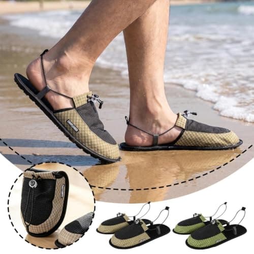 Ultralight Foldable Camp Shoes Portable Slippers for Hiking (Green large) — view 4
