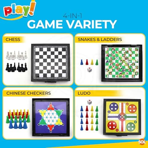 SOL 4 in 1 Travel Games Set - Snakes and Ladders, Chess, Ludo, Draughts — view 4
