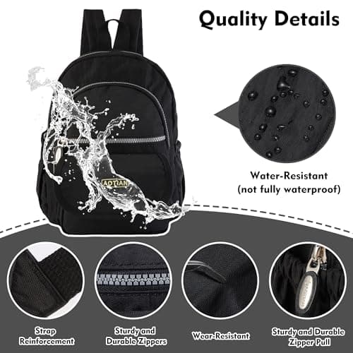 AOTIAN Mini Backpack for Women, Lightweight Sturdy Nylon Small Daypack — view 5