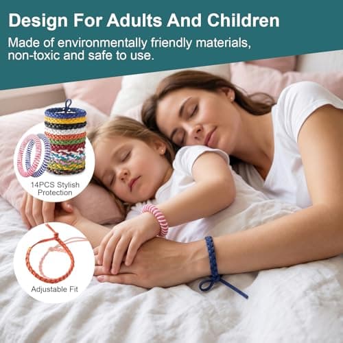 14 Pack Mosquito Repellent Bracelet, 2026 Summer Football Collection Deet-Free Natural Insect Mosquito Bands 1000+ Hours Long-Lasting Protection Adjustable for Adults Kids, for Outdoor, Camping — view 3