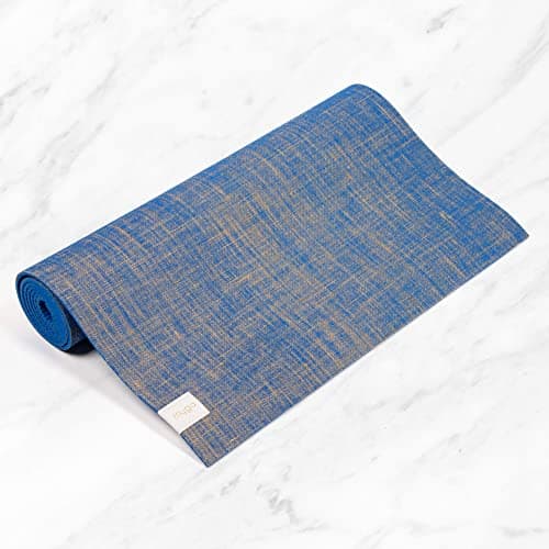 Myga RY1243 - Jute Yoga Mat - High Performance, Vegan Floor Exercise Mat - Eco Friendly Biodegradable Yoga Mat with PVC Backing - 5mm Thickness - Blue — view 5